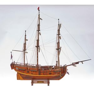A wooden scale model of H.M barque Endeavour, fully rigged,…