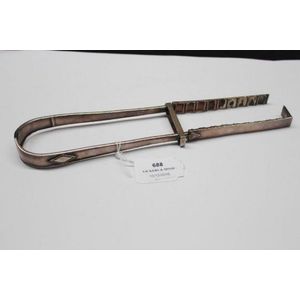 Antique silver plate asparagus tongs, unmarked, approx 26 cm…