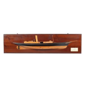 Mounted model ship half hull of the S.Y. Corona no 101, built…