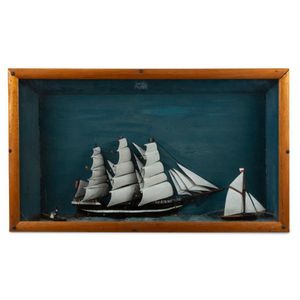 Port Phillip pilot boat tallship diorama, 19th century, 49 x 83…