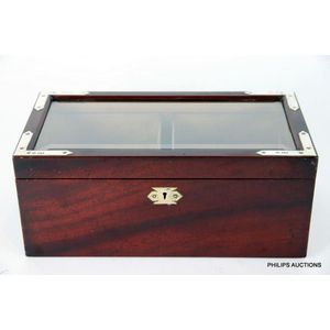 A sterling silver mounted timber smokers cabinet, 1904 London,…