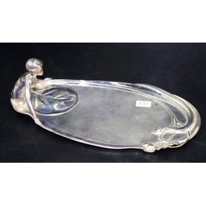 WMF Art Nouveau silver plate tray with a figural lady and in…