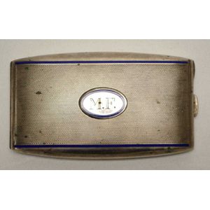 German 800 silver & enamel cigarette case 9 cm x 5 cm 94 grams