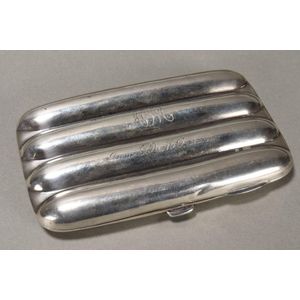 Edwardian sterling silver cigar case, hallmarked Birmingham,…