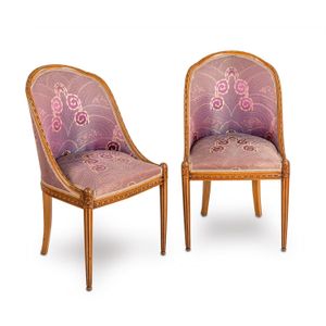 A pair of Art Deco carved walnut salon chairs French, circa…