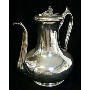 A Victorian James Dixon and Sons silver plated coffee pot