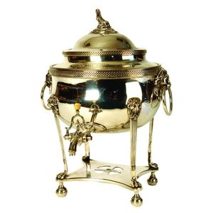 A 19th century silver plated tea urn of classical style, oval…