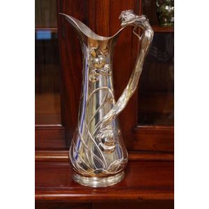 Large WMF Art Nouveau silver plated ewer, with mermaid handle,…