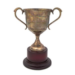 Greg Williams' trophy, silver-plated cup, overall 24 cm tall,…