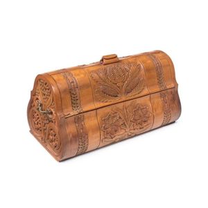 An Australian folk art sewing box carved with waratahs, wattle,…