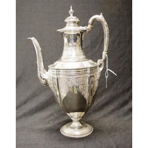 Good Victorian silver plate coffee pot extensive engraved…