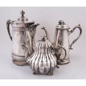 An antique silver plated teapot coffee pot and insulated water…