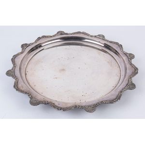 A silver plated serving tray, 20th century, 42 cm wide