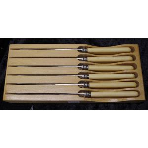 Vintage set six 'Bone' handle entree knives marked for…