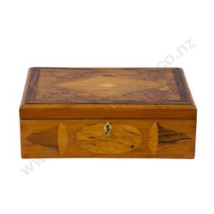 19th century New Zealand specimen wood work box various timber…