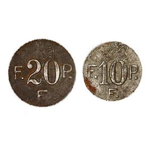 Two French prisoner of war camp tokens.