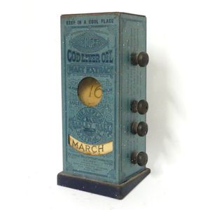 A tin plate advertising desk top perpetual calendar for Kepler…