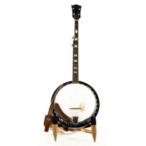 A Mozart banjo, length 100 cm with hard case, stand and book