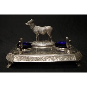 Vintage silver plate decorative pen & ink stand decorated…