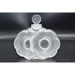 Lalique 'Duex Fleurs' frosted and clear glass perfume…