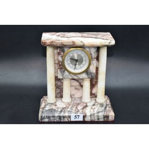 Art Deco carved alabaster mantle clock c.1940's, height 18.2 cm