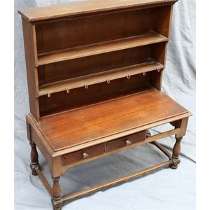 A 19th century miniature oak kitchen dresser. Height 65 cm,…