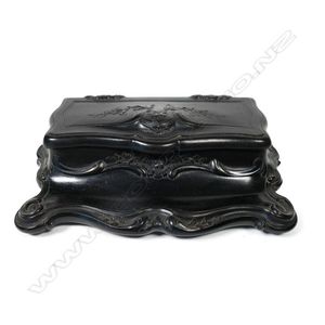 A rare Victorian bois durci desk standish with pen rest and…