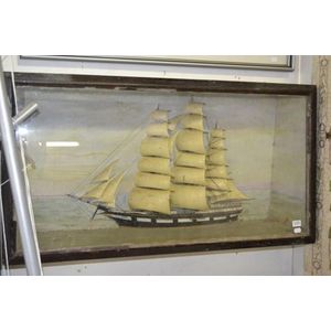 Late 19th century half-hull model of a sailing ship in a cedar…
