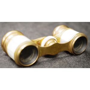 Pair mother of pearl decorated opera glasses early pair brass…