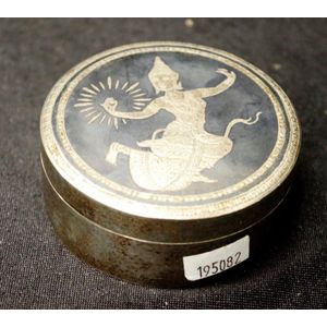 Thai niello decorated lidded bowl traditional figure decorated…