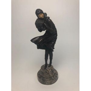 An Art Deco marble mounted bronze, after the original 'Squall'…