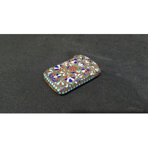 A Russian silver and cloisonne enamel vesta case, maker's marks…