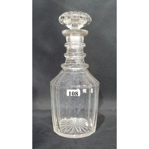 A 19th century triple ring neck crystal decanter, with mushroom…