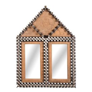 A 'Tramp Art' Crown of Thorns mirror frame with a carved…