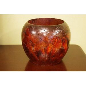 Large Australia pokerwork vase, with poinsettia decoration, 20…