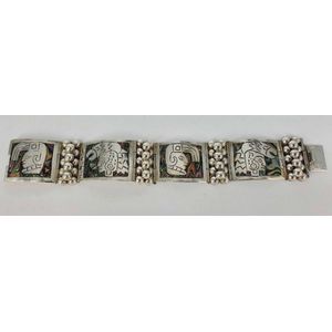 Mexican Silver and Paua Shell Bracelet - 52.2g - Bracelets/Bangles
