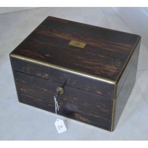 A Victorian coromandel wood travelling box and contents c.1880s…