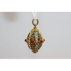 Russian silver enamel pendant, Soviet era gilded silver in…