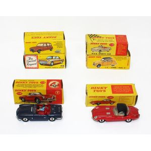Dinky 120 Jaguar E Type, in red, Dinky 114 Triumph Spitfire in…