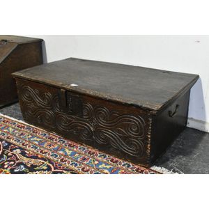 Oak document box, 18th century English with original hardware