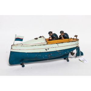 German clockwork, tinplate speedboat, circa1900 by Ernst Plank…