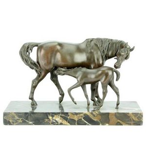 Bronze mare & foal horse figure group mounted on a Morrocan…