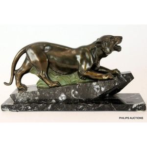 An Art Deco figure of a spelter tiger, circa 1930s the…