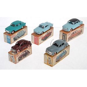 Five plastic Norev models, including Peugeot 203; Freate…