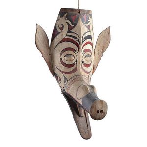 A Kalimantan Hudoq mask, a stylised pigs head, articulated&hellip;