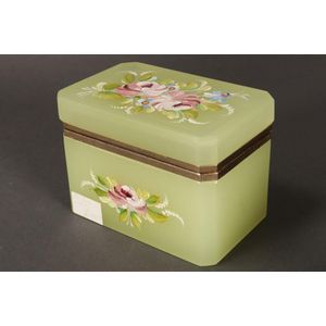 Italian opaline glass jewellery casket, hand decorated with…