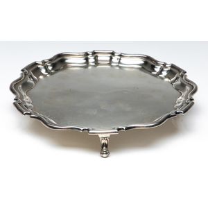 A hallmarked sterling silver footed salver, London c1906 by…
