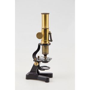 Late 19th century microscope brass on black enamelled base,…