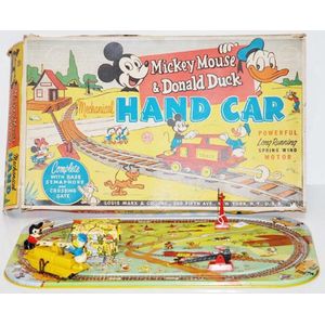 Tinplate Louis Marx Mickey Mouse & Donald duck hand car with…