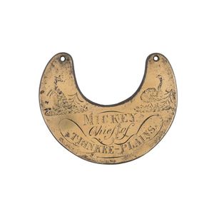 Aboriginal breast plate engraved 'Mickey Chief Of Trinkee…